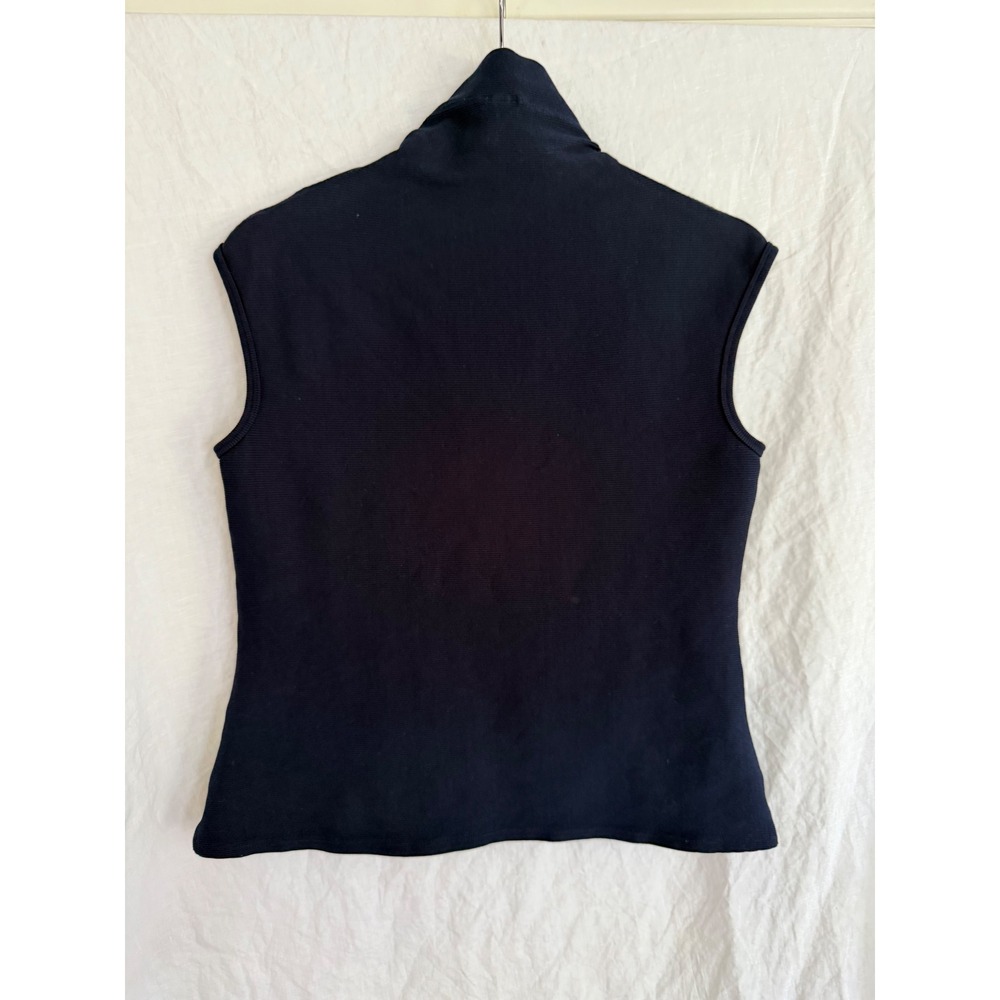 Prairie Underground Funnel Neck Top Women Navy Ribbed Sleeveless Small - Picture 2 of 5